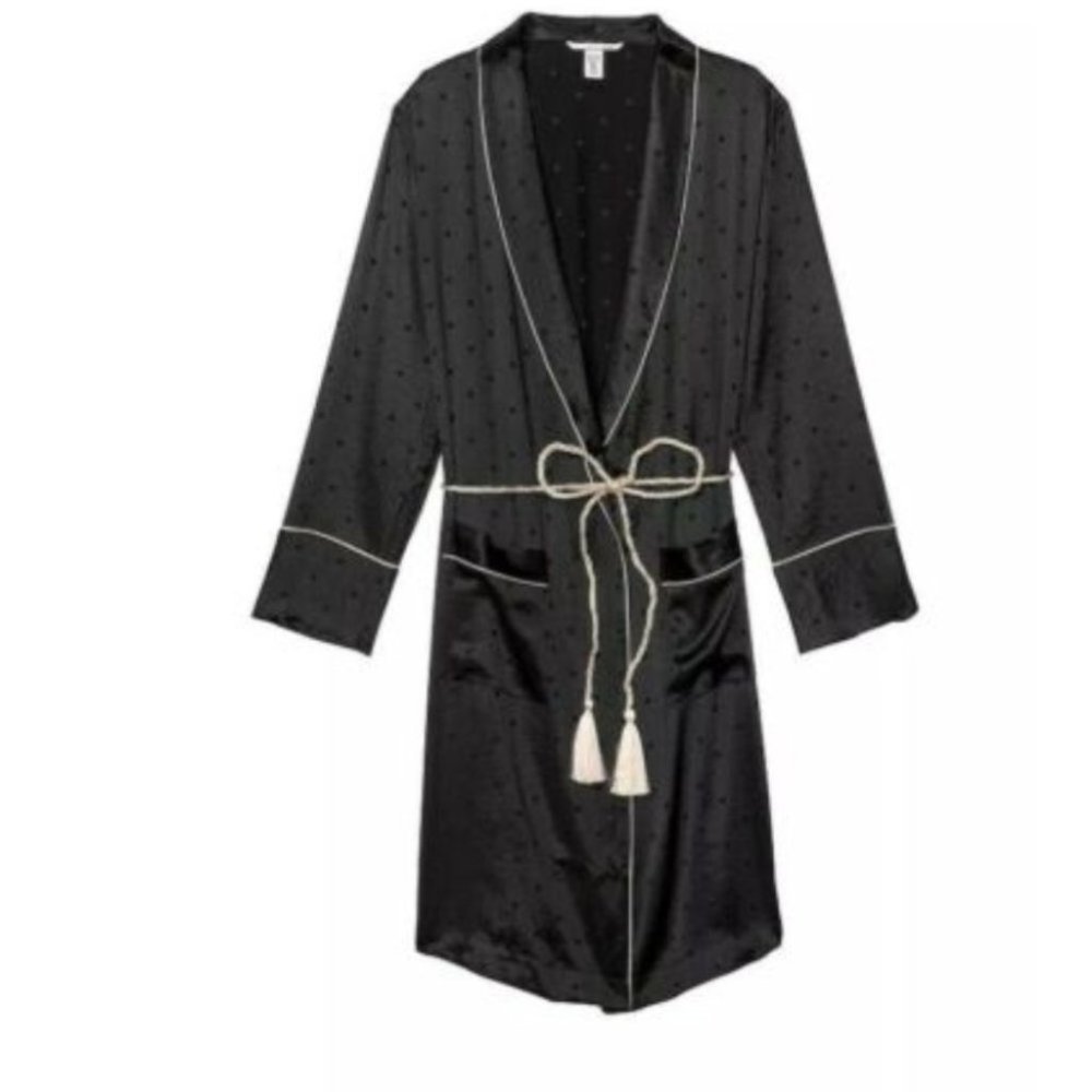 VS Tassel Tie Satin‎ Robe - BLACK Small